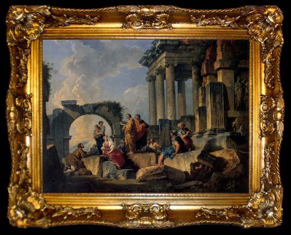 framed  Panini, Giovanni Paolo Ruins with Scene of the Apostle Paul Preaching, ta009-2